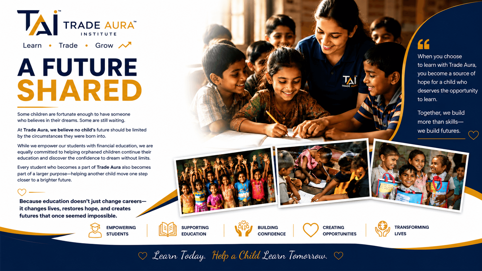 Trade Aura students and children supported through the Aura Impact initiative